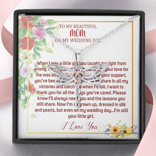 Dragonfly Necklace To My Mom On My Wedding Day Mother Of The Bride Necklace From Bride Mother Of The Bride Gift From Daughter #0029