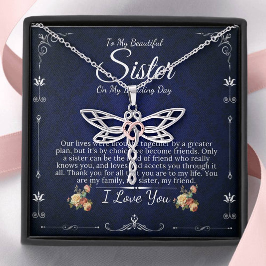 Dragonfly Necklace, To My Sister on My Wedding Day, Gift For Sister On My Wedding, Sister to Sister Gift, Sister of the Bride Gift #0084