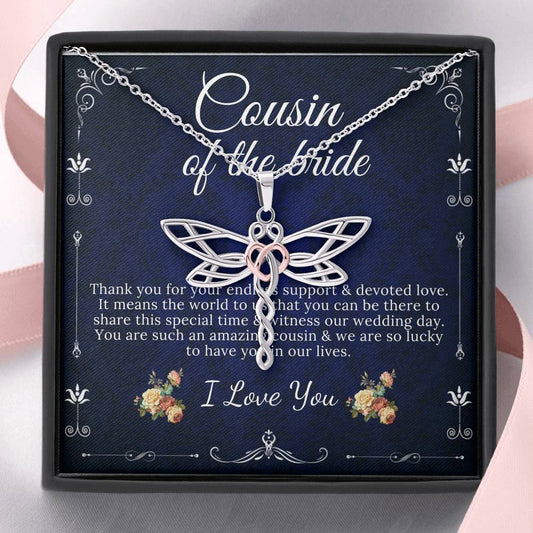 Dragonfly Necklace, Cousin Of The Bride Necklace Gift, Wedding Gift From Bride/Groom, Bridal Party Thank You Gift, Cousin Wedding Gift #0141