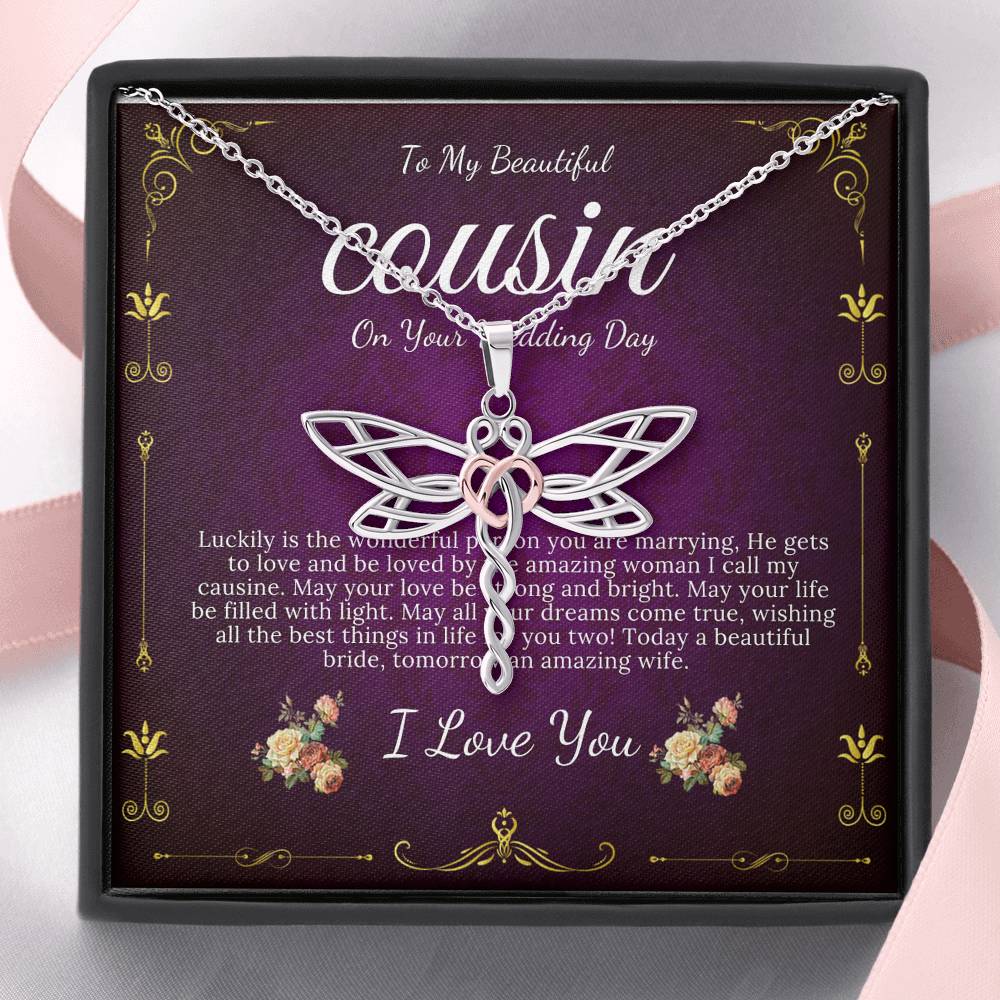 Dragonfly Necklace Gift For Cousin On Her Wedding Day Bride Gift From Cousin Bride necklace Gift For Cousin Wedding Gift For My Cousin #0113