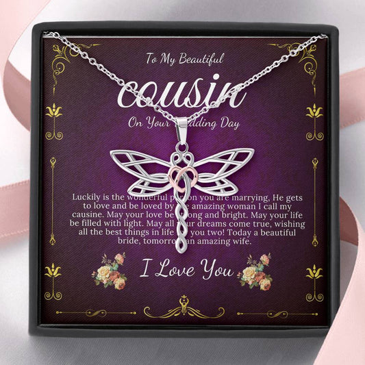 Dragonfly Necklace Gift For Cousin On Her Wedding Day Bride Gift From Cousin Bride necklace Gift For Cousin Wedding Gift For My Cousin #0113