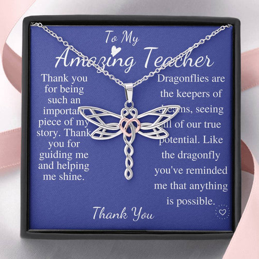 Teacher Gift | Gift for Teacher Necklace | A My Amazing Teacher Appreciation Gift | Thank You Gift For Teacher |Teacher Christmas Gift #0772