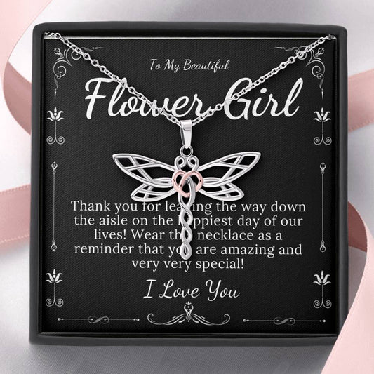 Dragonfly Necklace, Flower Girl Gift, Flower Girl Necklace, Bridal Party Gifts, Flower Girl Proposal, Junior Bridesmaid Wedding Gift #0121