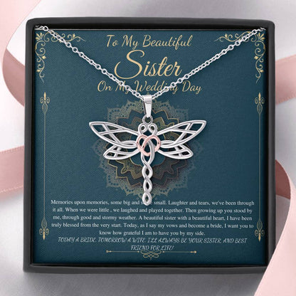 To My Sister on My Wedding Day, Thank You Letter To My Sister,Gift For Sister On My Wedding, Sister to Sister Gift, Dragonfly Necklace #0256