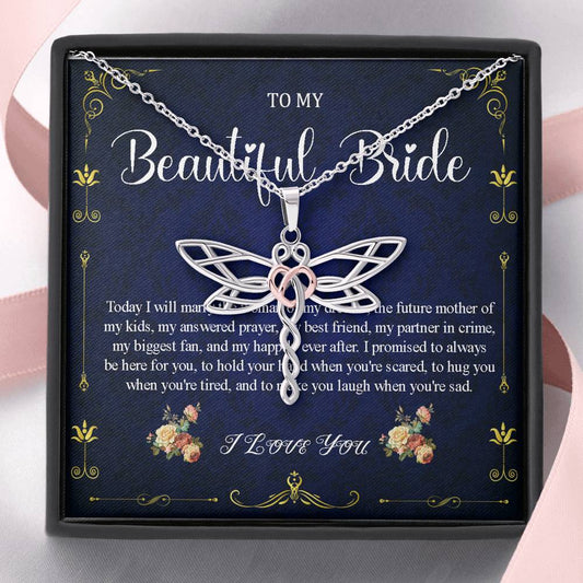 Dragonfly Necklace To My Bride Gift From Groom, Wedding Day Gift For Bride From Groom, Groom To Future Wife, Engagement Gift For Her #0048