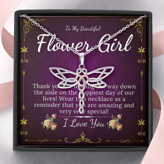 Dragonfly Flower Girl Necklace, Toddler Flower Girl Set, Flower Girl Gift, Flower Girl Jewelry, Little Girl Gift On Wedding Day #0122