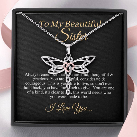 Necklace For Sister, Birthday Gift For Sister, To My Sister Necklace, Present For Sister, Christmas Gift From Sister/Brother,Butterfly #0543
