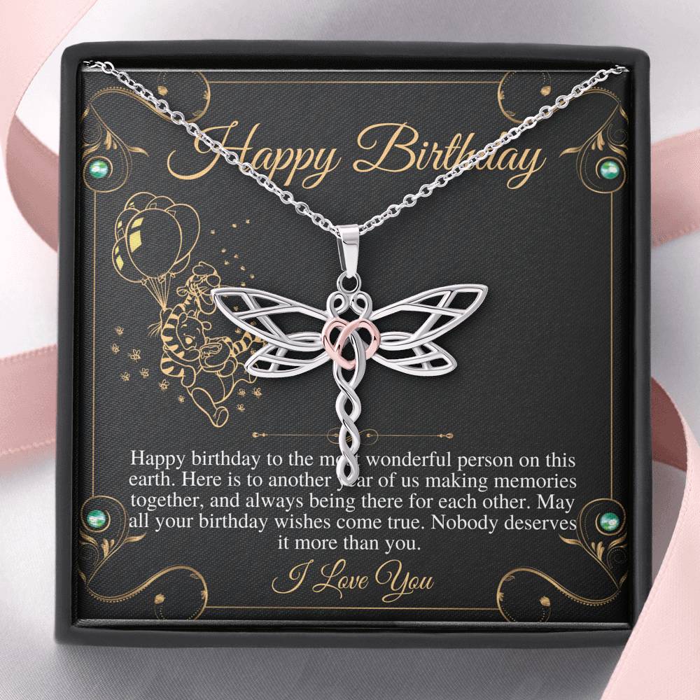 Birthday Gift Necklace, Birthday Gift for Friend, Sister Birthday, Mom Birthday Gift, Bday Jewelry for Her, Happy Birthday, Dragonfly #0632
