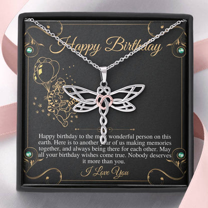 Birthday Gift Necklace, Birthday Gift for Friend, Sister Birthday, Mom Birthday Gift, Bday Jewelry for Her, Happy Birthday, Dragonfly #0632