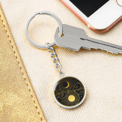 Moon Keychain, Luna Key Chain, Witchy, Full Moon & New Moon Choker Accessories, Celestial Design, Lunar Jewelry, Gift for Witch #0835
