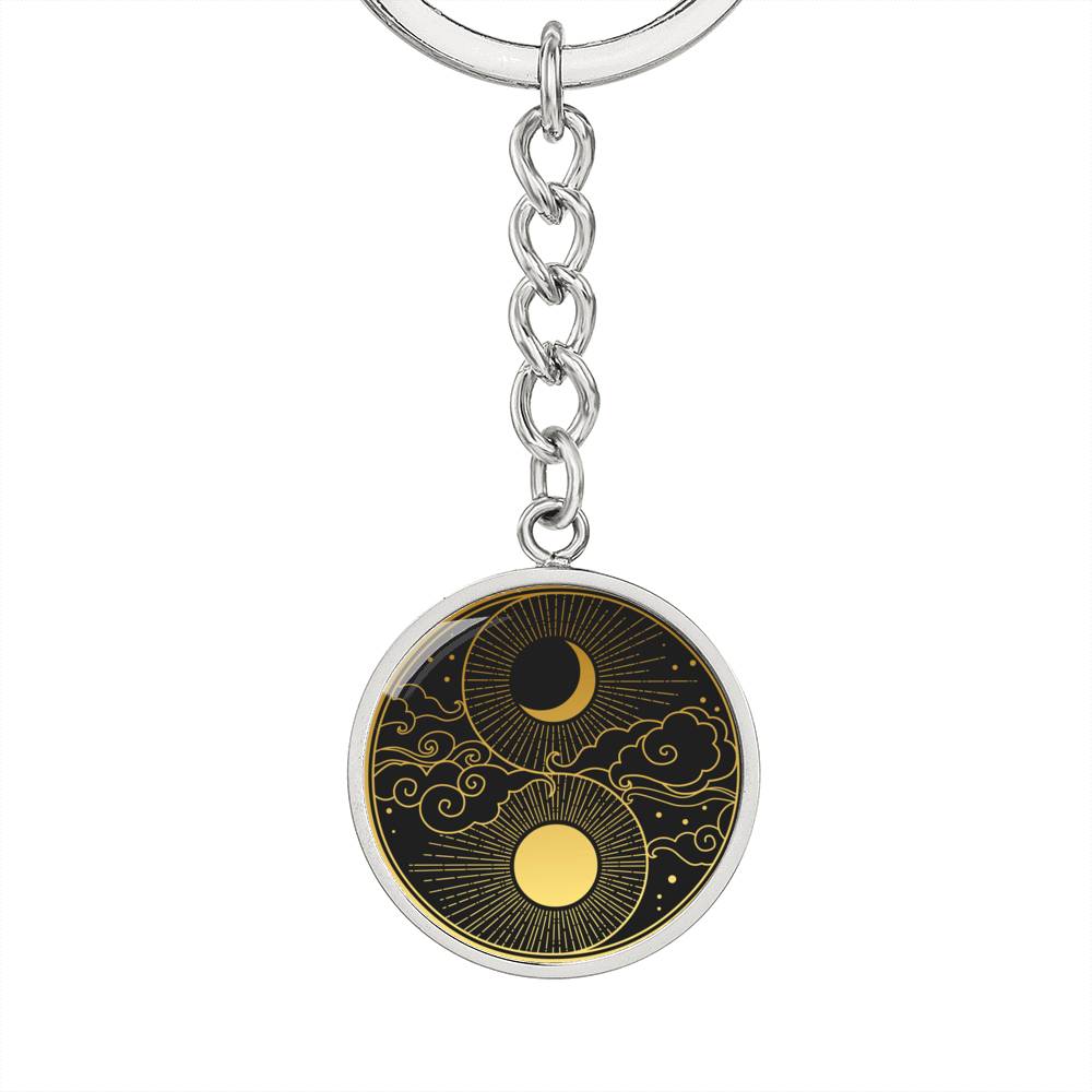 Moon Keychain, Luna Key Chain, Witchy, Full Moon & New Moon Choker Accessories, Celestial Design, Lunar Jewelry, Gift for Witch #0835