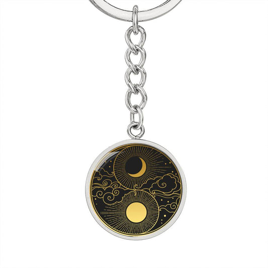 Moon Keychain, Luna Key Chain, Witchy, Full Moon & New Moon Choker Accessories, Celestial Design, Lunar Jewelry, Gift for Witch #0835