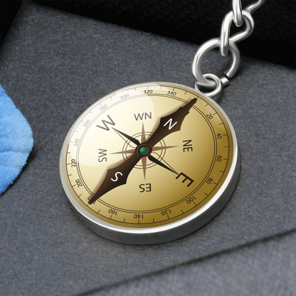 Compass Design Keychain Engraved, Travel Lover Gift, Gift for husband, Boyfriend Gift, Travel Gift, Pocket Compass Keychain Engraved #0924
