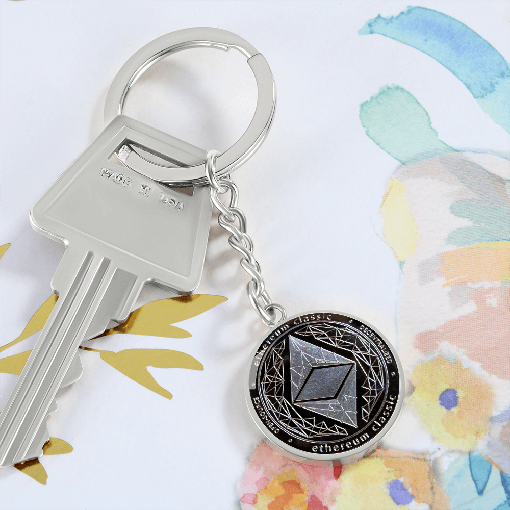 Ethereum (ETH) Keychain Crypto Coin | Ethereum Coin | Silver Ethereum Keyring, Ethereum Lover, Crypto Gift For Boyfriend, Crypto Lover #0922