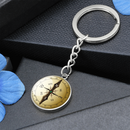 Compass Design Keychain Engraved, Travel Lover Gift, Gift for husband, Boyfriend Gift, Travel Gift, Pocket Compass Keychain Engraved #0924