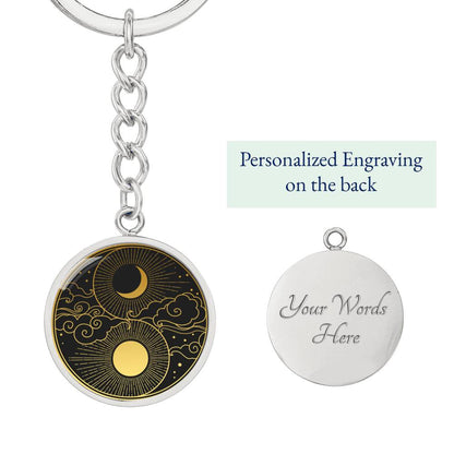 Moon Keychain, Luna Key Chain, Witchy, Full Moon & New Moon Choker Accessories, Celestial Design, Lunar Jewelry, Gift for Witch #0835