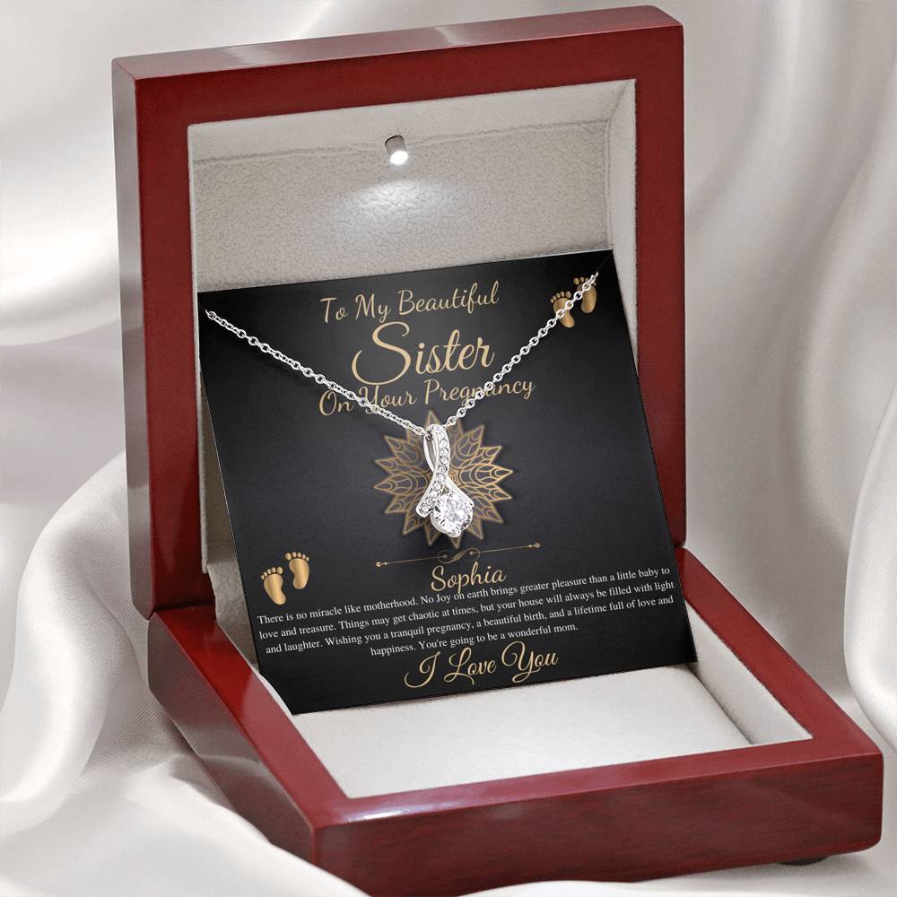 Pregnant Sister Gift For First Time Mom Gift, Pregnancy Necklace For Big Sister Reveal, Congratulations Pregnancy Gift,Alluring Beauty #0215 new