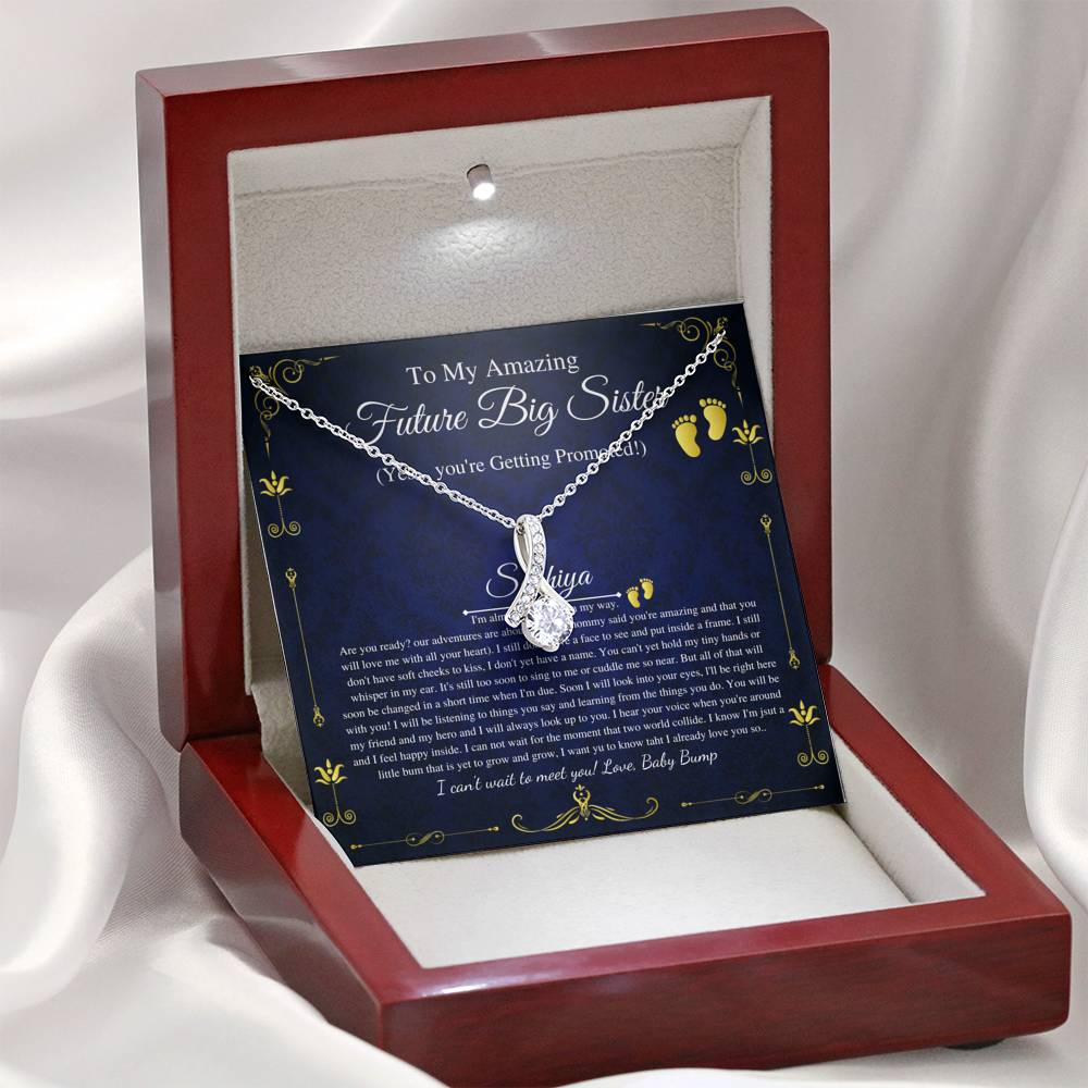 Pregnant Big Sister Gift For First Time Mom Gift, Pregnancy Necklace For Sister Reveal, Congratulations Pregnancy Gift, Initial Heart #0194
