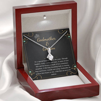 Godmother & Godson Necklace, Godmother Gift, Heart Necklace,Appreciation Gift from Godson Christmas Gift Birthday Gift Alluring Beauty #0433