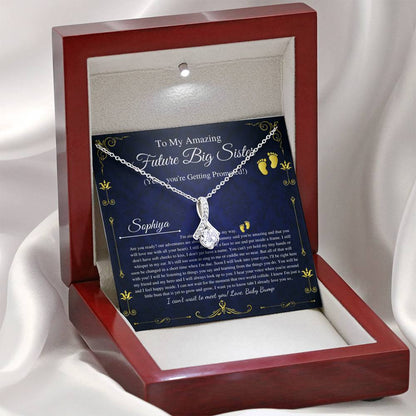 Pregnant Big Sister Gift For First Time Mom Gift, Pregnancy Necklace For Sister Reveal, Congratulations Pregnancy Gift, Initial Heart #0194
