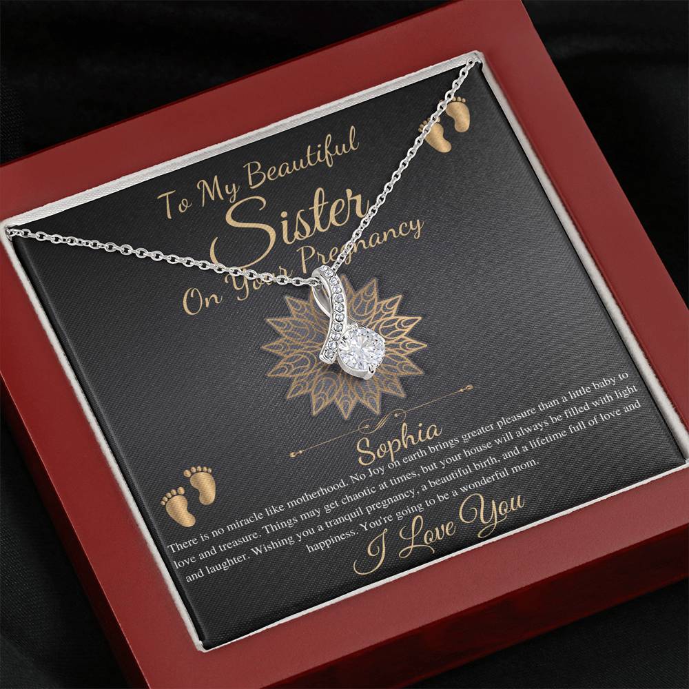 Pregnant Sister Gift For First Time Mom Gift, Pregnancy Necklace For Big Sister Reveal, Congratulations Pregnancy Gift,Alluring Beauty #0215 new