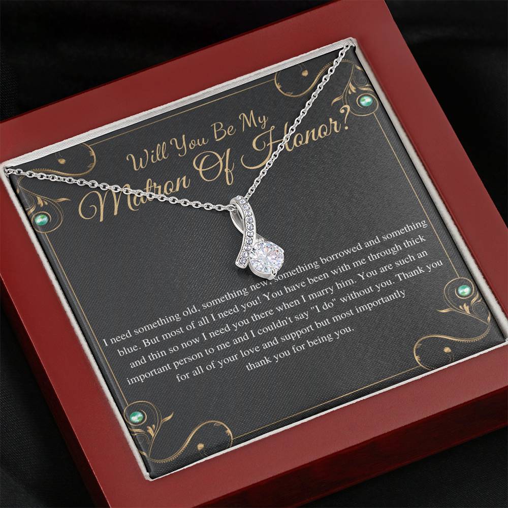 Alluring beauty, Will You Be My Matron of Honor Necklace Gift,Matron of Honor Proposal,Wedding Day Thank You Jewelry,MOH Proposal Card #0165
