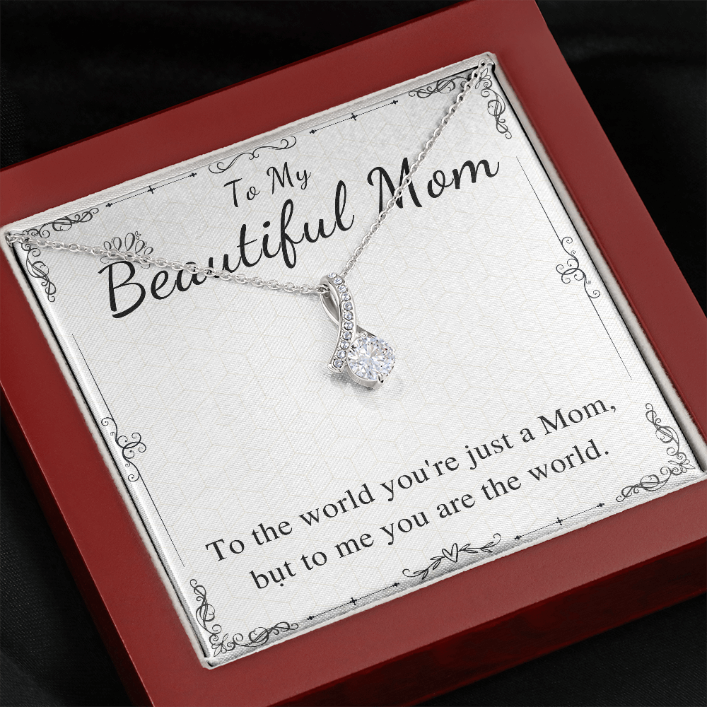 Meaningful Jewelry Gifts Mother's Day Alluring Beauty Necklace Gift For Beautiful Mom Valentines Day Gift For Her From Daughter / Son Present For Mother On Wedding Day Stainless Steel Cable Chain Necklace with Message Card Mahogany Luxury Box Variant