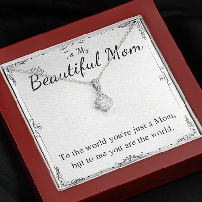 Meaningful Jewelry Gifts Mother's Day Alluring Beauty Necklace Gift For Beautiful Mom Valentines Day Gift For Her From Daughter / Son Present For Mother On Wedding Day Stainless Steel Cable Chain Necklace with Message Card Mahogany Luxury Box Variant