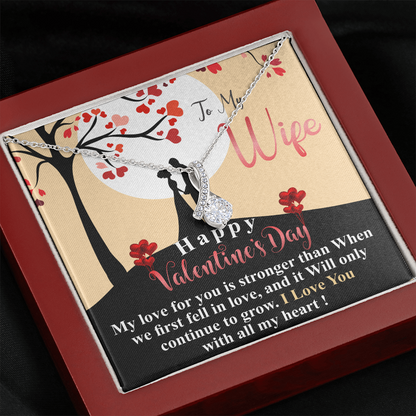 Meaningful Jewelry Gifts For Wife On Valentines Day Gift For Her Alluring Beauty Necklace From Husband Present For Wife On 1st Anniversary Stainless Steel Cable Chain Necklace with Message Card Mahogany Luxury Box Variant