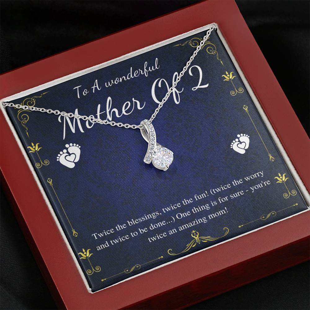 Second Time Mom Gift Birthstone Necklace for Mom Gift for Birth of 2nd Child, Baby Number 2 gift, Second Child, Twin Mama Twin Baby Gift00