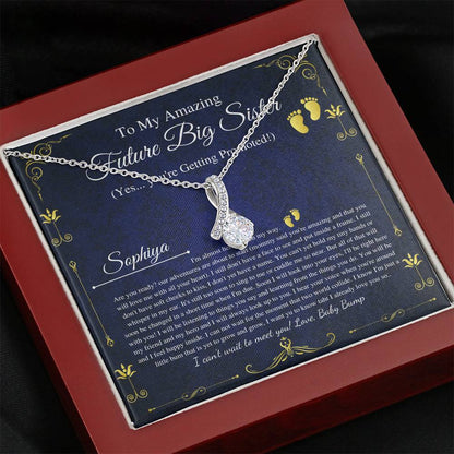 Pregnant Big Sister Gift For First Time Mom Gift, Pregnancy Necklace For Sister Reveal, Congratulations Pregnancy Gift, Initial Heart #0194