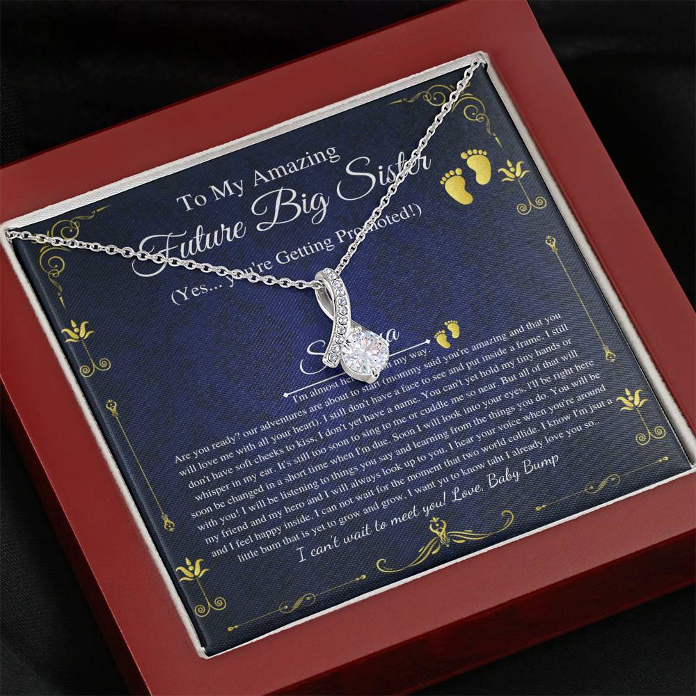 Pregnant Big Sister Gift For First Time Mom Gift, Pregnancy Necklace For Sister Reveal, Congratulations Pregnancy Gift, Initial Heart #0194
