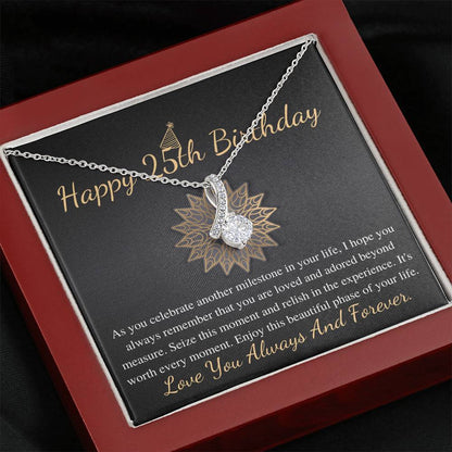 25th Birthday Gift For Her, 25th Birthday Necklace, Twenty Fifth Birthday Gift, Alluring Beauty Necklace With Card, Wife Birthday Gift #0671