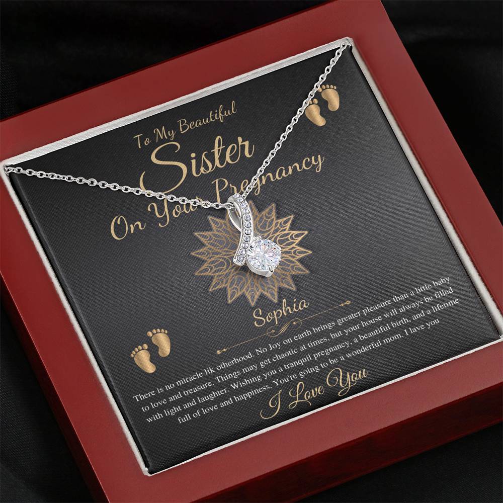 Pregnant Sister Gift For First Time Mom Gift, Pregnancy Necklace For Big Sister Reveal, Congratulations Pregnancy Gift, Alluring Beauty #0215