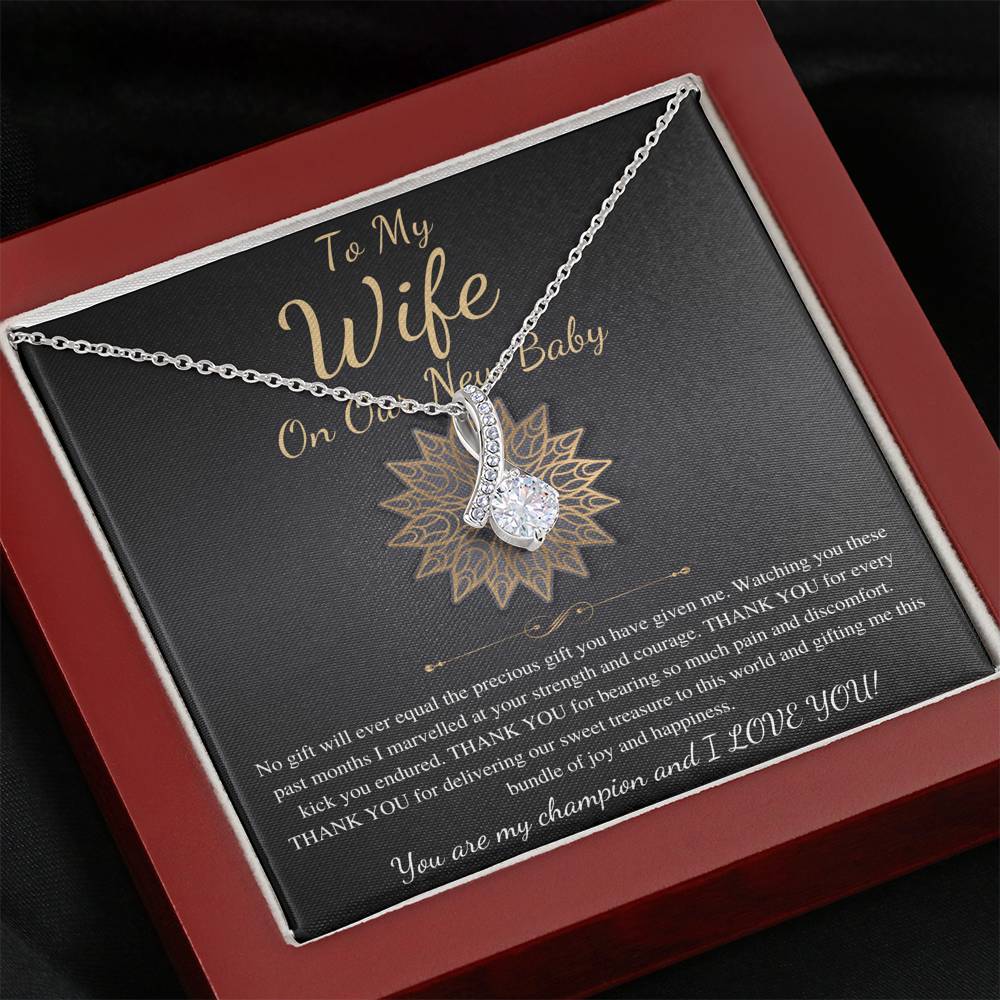 Push Gift for Wife for New Baby, New Mom Gift from Husband,Push Gift for Wife,Baby Gift From Husband, New Mom Necklace,Alluring Beauty #0234