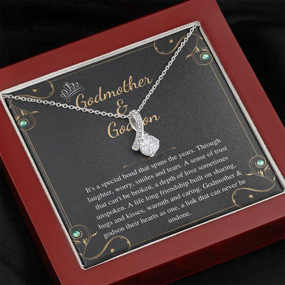 Godmother & Godson Necklace, Godmother Gift, Heart Necklace,Appreciation Gift from Godson Christmas Gift Birthday Gift Alluring Beauty #0433