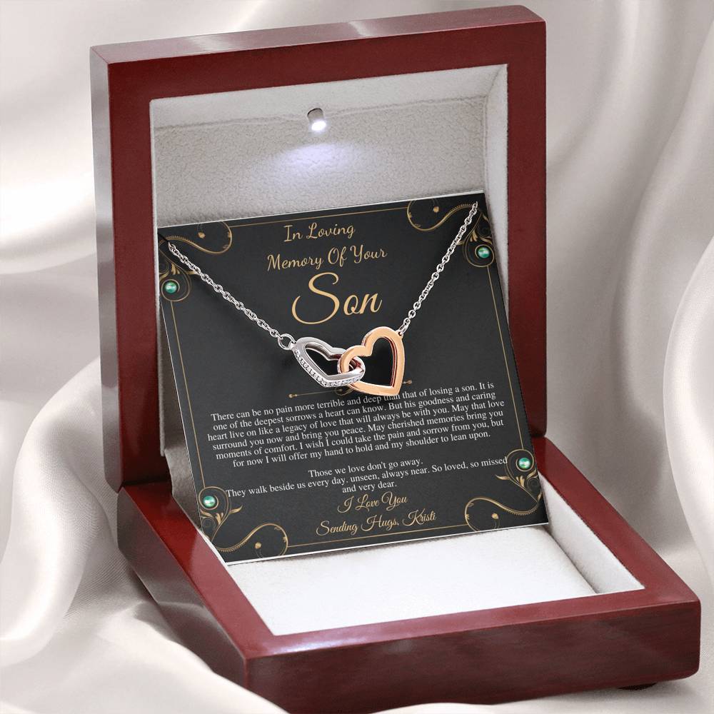 Memorial gift Son Loss of Son In Memory of Son Sorry for your loss of Son loss of loved one, bereavement gift, Interlocking Heart #0331 kristi