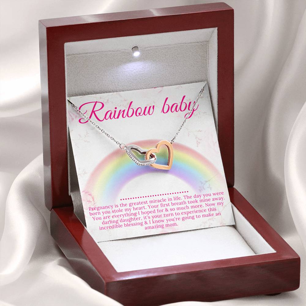 Rainbow Baby Gift for Mom, Rainbow Baby Card, Godchild Gift,Miracle Baby,Rainbow Baby Shower Gift,After Miscarriage,Interlocking Heart #0230