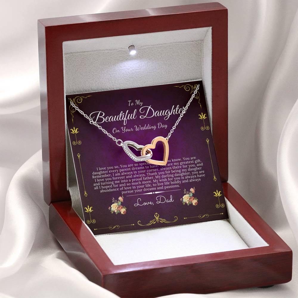 Interlocking Heart Necklace, Jewelry Gift for Daughter on Wedding Day from Dad, Bride Gift from Dad, Daughter Wedding Gift from Father #0062