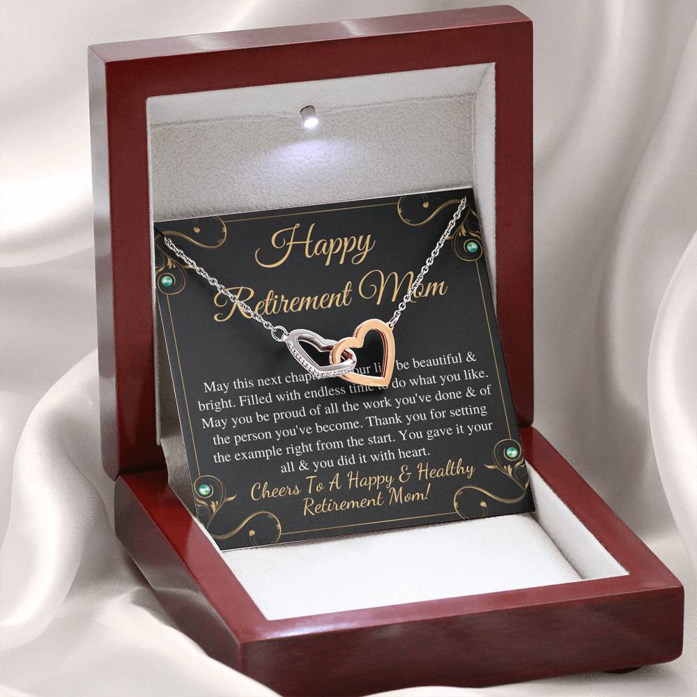 Initials Hearts, Mom Retirement Necklace Gift, Retirement Gift For Mom, Gift For Retiring Mother, Happy Retirement Gift, Best Retirement