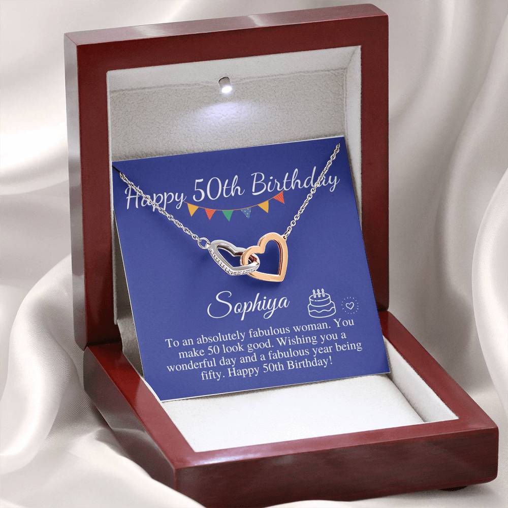 Personalized 50th Birthday Gift for Women, Happy 50th Birthday, Sterling Silver Necklace, 50th Birthday Gift For Mom, Sister, Friend #0679