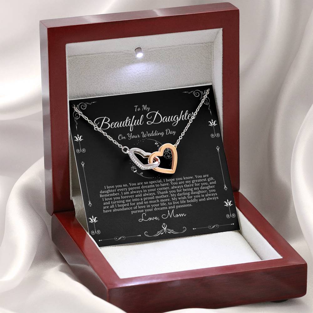 Interlocking Heart, Bride Gift from Mom to Daughter on Wedding Day gift for Daughter on wedding day from Mother to Daughter On Wedding #0062
