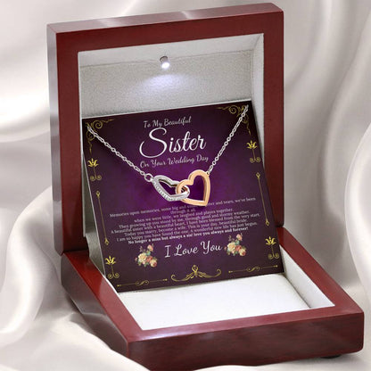 Interlocking Heart Sister Wedding Gift from Sister Wedding Day Gift for Bride from Sister Rehearsal Dinner Gift from Brother to Sister #0089