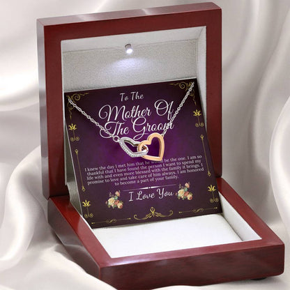 Interlocking Heart, Mother-In-Law Gift, Mother of the Groom Gift from Bride, Mother-In-Law Necklace/Jewelry, To My Mother-In-Law Card #0132