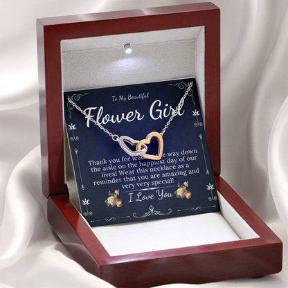 Interlocking Heart, Flower Girl Gift, Flower Girl Necklace, Bridal Party Gifts On Wedding Flower Girl Proposal, Junior Bridesmaid Gift #0125