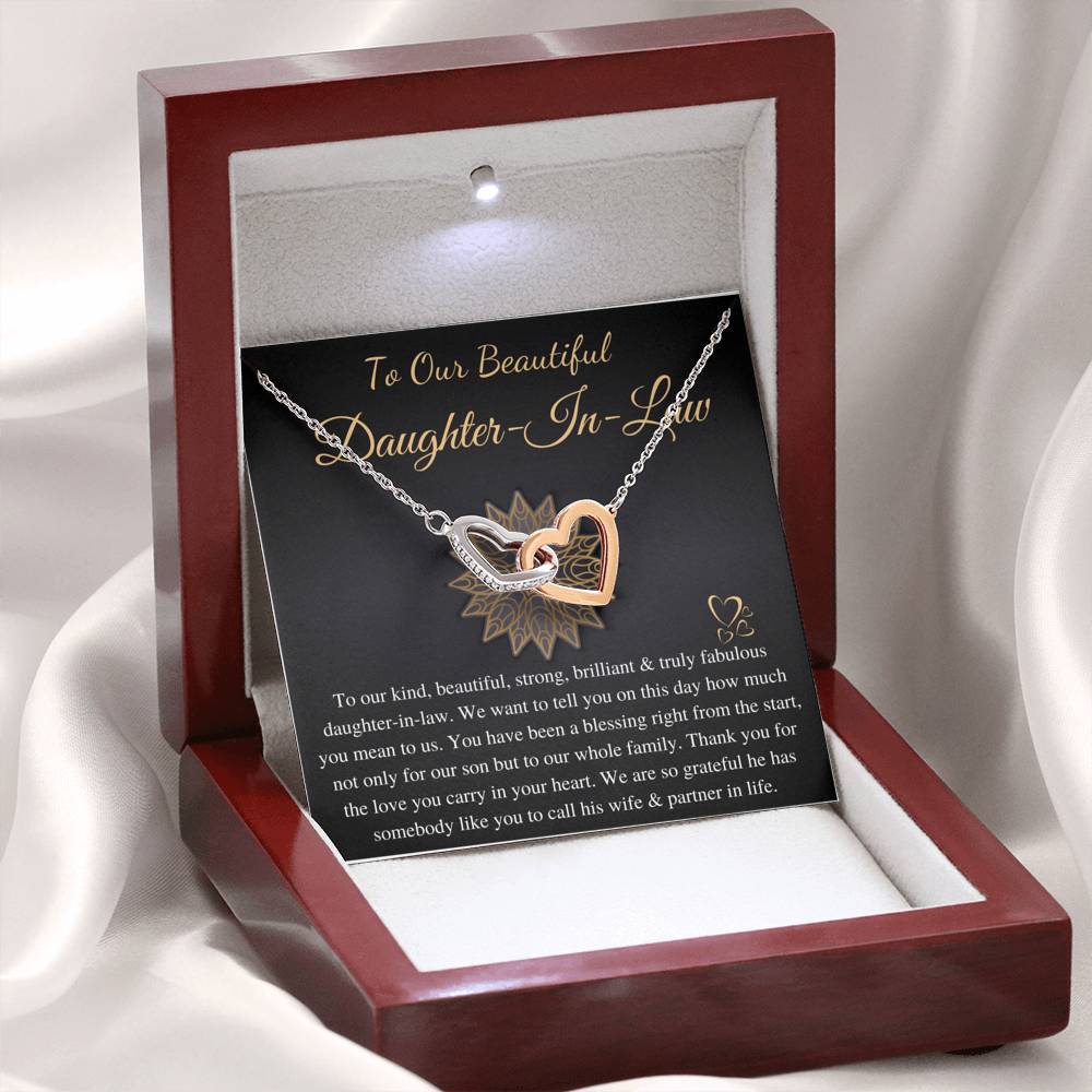 Daughter-In-Law Gift Necklace: Wedding Gift, Jewelry From Mother-In Law, Gift for Bride Linked Heart Necklace, Necklace For Bride  #0079