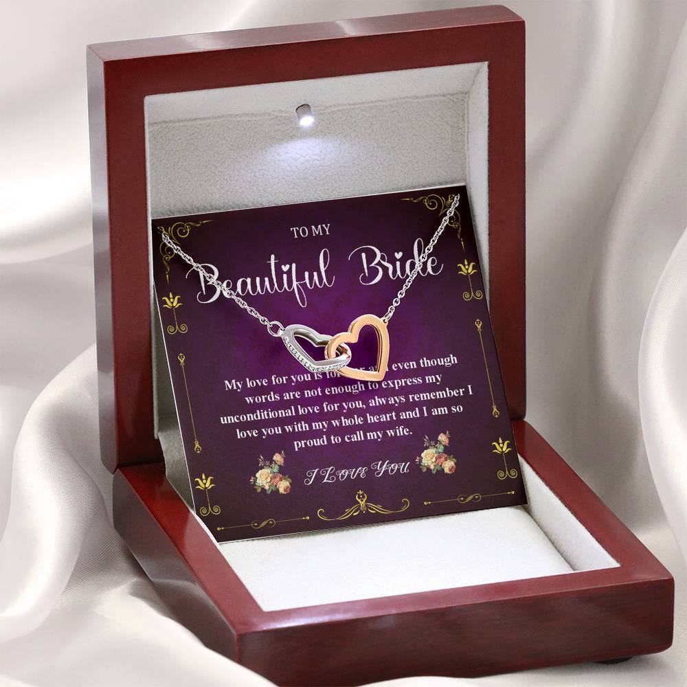 Interlocking Heart, Wedding Day Gift For Bride From Groom, To My Bride Gift From Groom, Groom To Future Wife, Engagement Gift For Her #0044