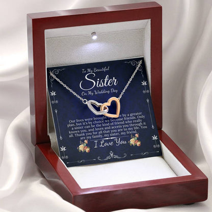 Interlocking Heart, To My Sister on My Wedding Day, Gift For Sister On My Wedding, Sister to Sister Gift, Sister of the Bride Gift #0099