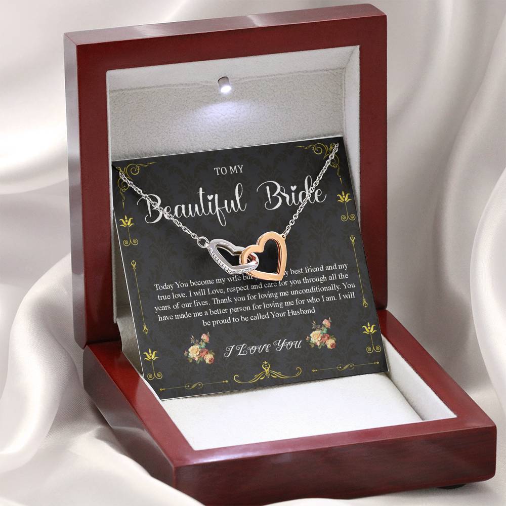 Interlocking Heart, To My Bride Gift From Groom, Groom To Future Wife, Engagement Gift For Her, Wedding Day Gift For Bride From Groom #0043