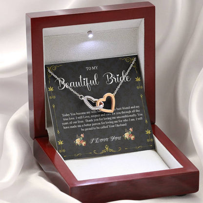 Interlocking Heart, To My Bride Gift From Groom, Groom To Future Wife, Engagement Gift For Her, Wedding Day Gift For Bride From Groom #0043
